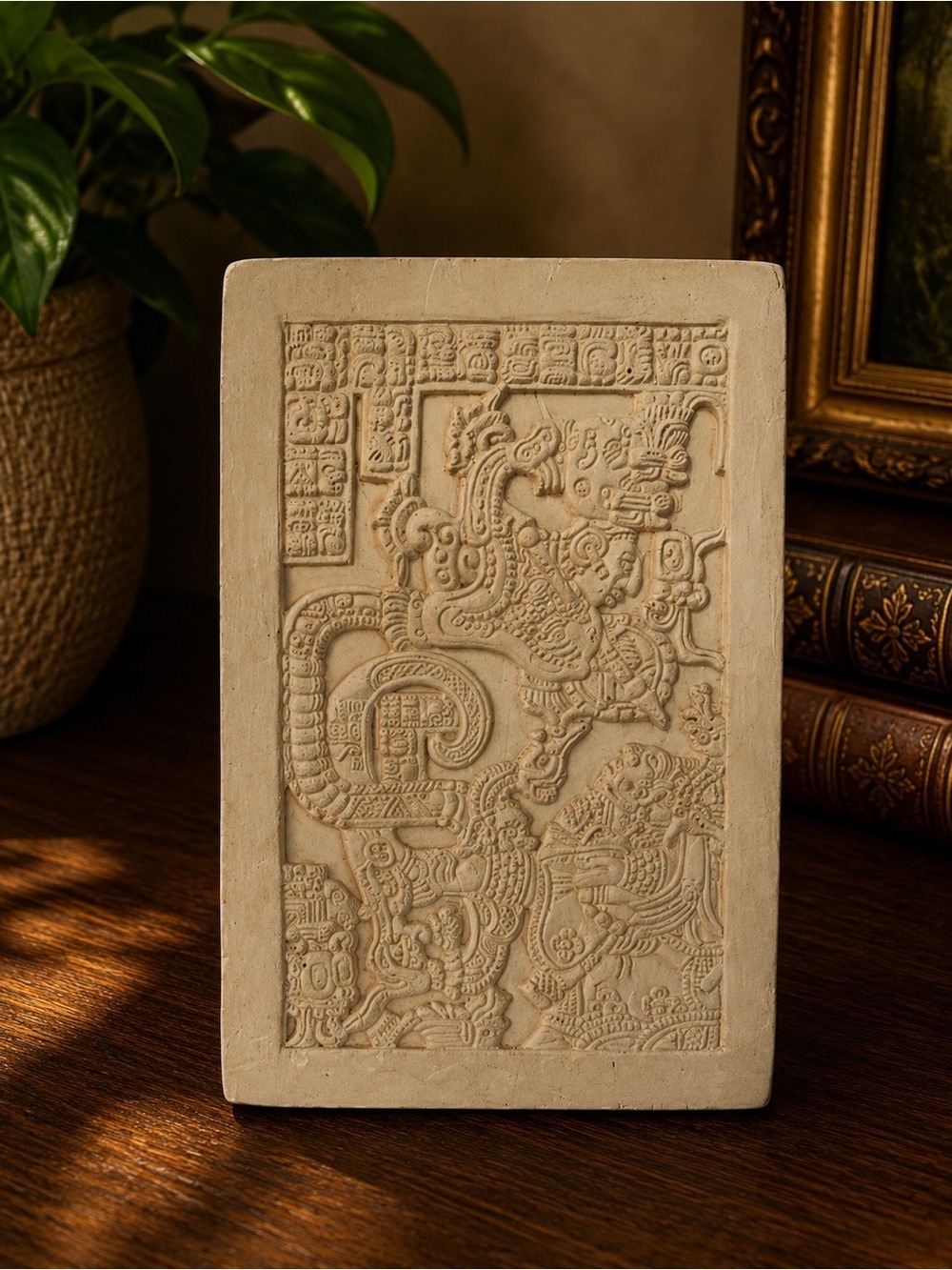 Vintage KULTUMER Mayan Relief Plaque Wall Art Cast Stone Archaeological Replica